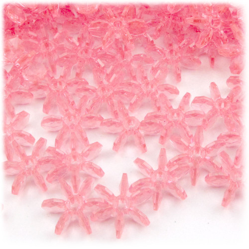 Starflake bead, SnowFlake, Cartwheel, Transparent, 25mm, 1,000-pc, Pink