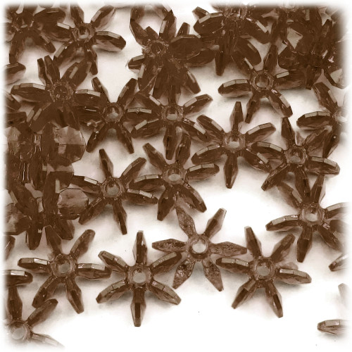 Starflake bead, SnowFlake, Cartwheel, Transparent, 25mm, 1,000-pc, Brown