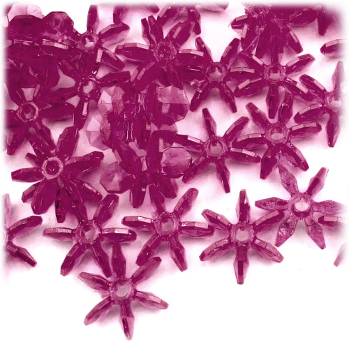 Starflake bead, SnowFlake, Cartwheel, Transparent, 25mm, 100-pc, Fuchsia