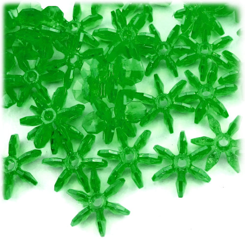 Starflake bead, SnowFlake, Cartwheel, Transparent, 25mm, 1,000-pc, Emerald green