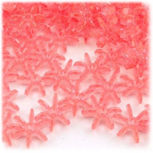 Starflake bead, SnowFlake, Cartwheel, Transparent, 25mm, 1,000-pc, Salmon Orange