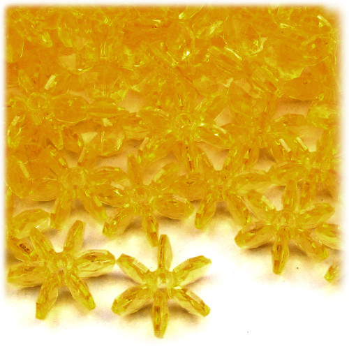 Starflake bead, SnowFlake, Cartwheel, Transparent, 25mm, 25-pc Sun Yellow