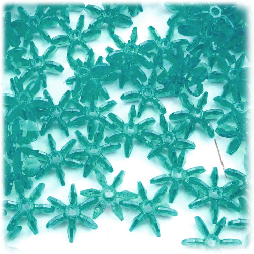 Starflake bead, SnowFlake, Cartwheel, Transparent, 18mm, 50-pc, Teal