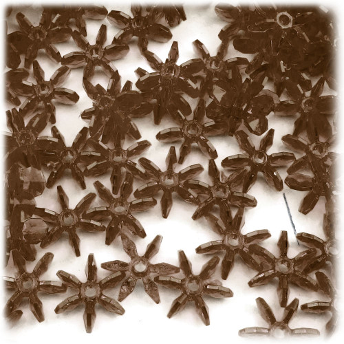 Starflake bead, SnowFlake, Cartwheel, Transparent, 18mm, 50-pc, Brown