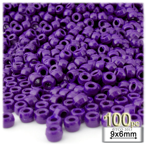 Pony Beads, Opaque, 6x9mm, 100-pc, Dark Purple