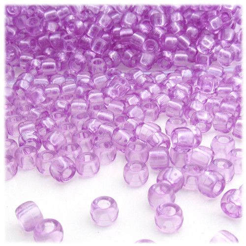 Pony Beads, Transparent, 9x6mm, 1,000-pc, Lavender Purple