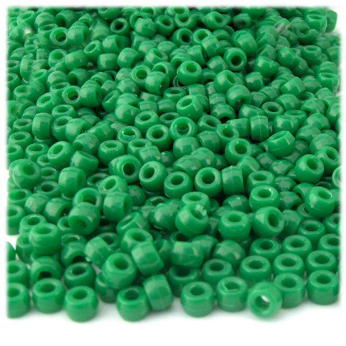 Pony Beads, Opaque, 6x9mm, 100-pc, Emerald green