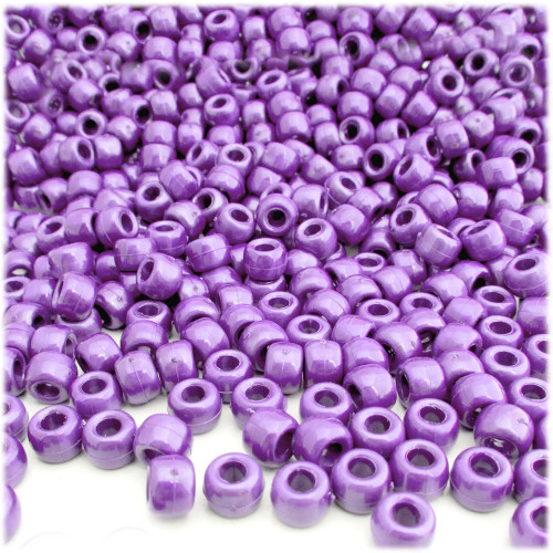 Pony Beads, Opaque, Pearl Finish, 9x6mm, 100-pc, Light Purple