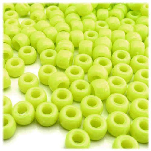 Pony Beads, Opaque, Neon, 6x9mm, 1,000-pc, Bright Yellow Neon