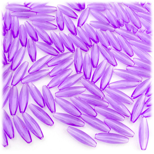 Plastic Speghetti Beads, Transparent, 19x6mm, 25-pc, Lavender Purple