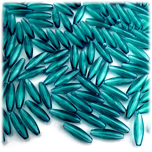 Plastic Speghetti Beads, Transparent, 19x6mm, 25-pc, Aqua Blue