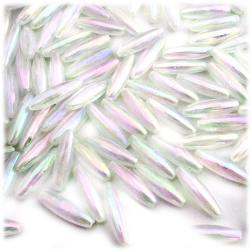 Plastic Speghetti Beads, Transparent, 19x6mm, 1,000-pc, Clear AB