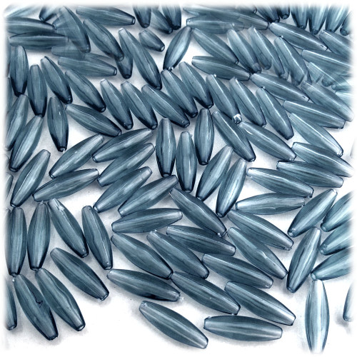 Plastic Speghetti Beads, Transparent, 19x6mm, 25-pc, Blue Jeans