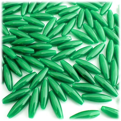 Plastic Speghetti Beads, Opaque, 19x6mm, 100-pc, Emerald green