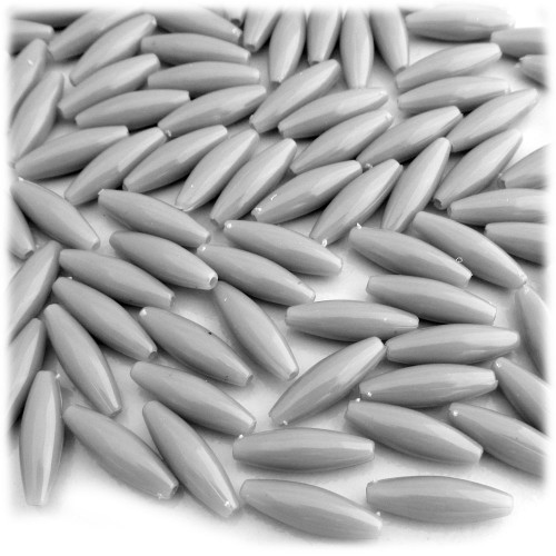 Plastic Speghetti Beads, Opaque, 19x6mm, 25-pc, Gray