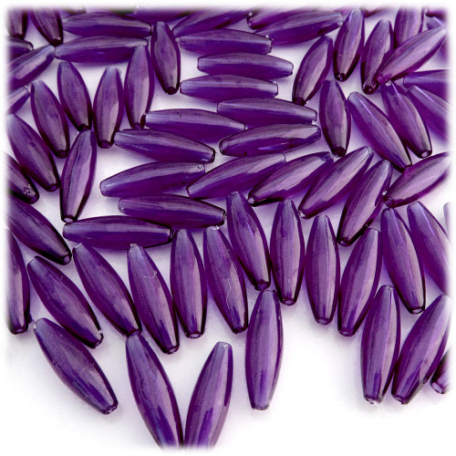 Plastic Speghetti Beads, Transparent, 19x6mm, 100-pc, Dark Purple