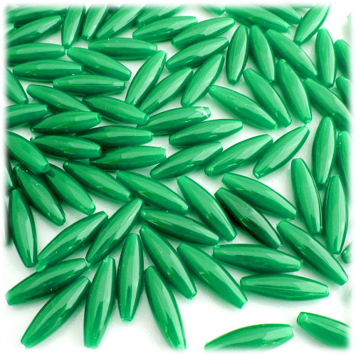 Plastic Speghetti Beads, Opaque, 19x6mm, 1,000-pc, Emerald green