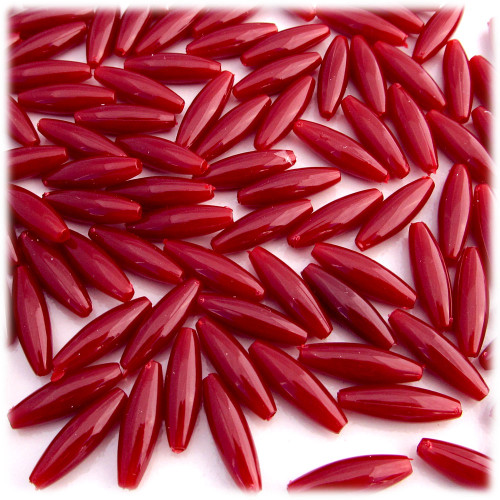 Plastic Speghetti Beads, Opaque, 19x6mm, 100-pc, Red