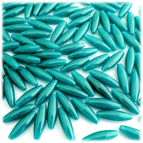 Plastic Speghetti Beads, Opaque, 19x6mm, 100-pc, Aquamarine