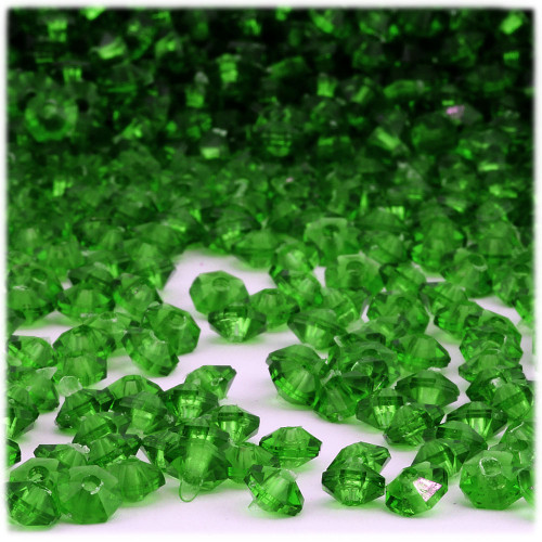 Plastic Rondelle Beads, Transparent, 6mm, 200-pc, Emerald green