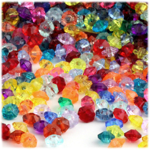 Plastic Rondelle Beads, Transparent, 6mm, 200-pc, Multi Mix