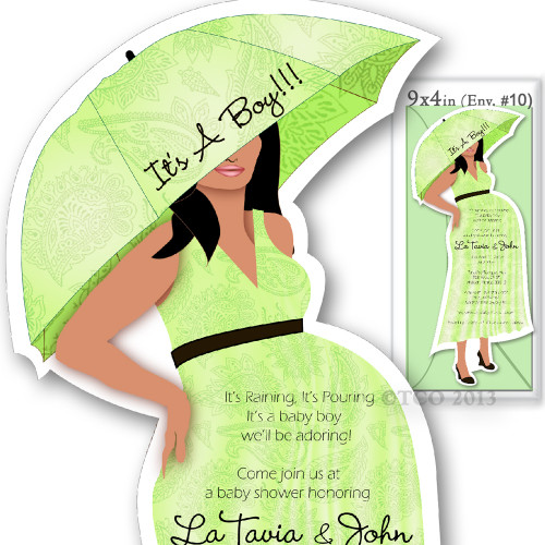 One Baby Shower invitations Mod Mom Paisley Pattern in Light Green