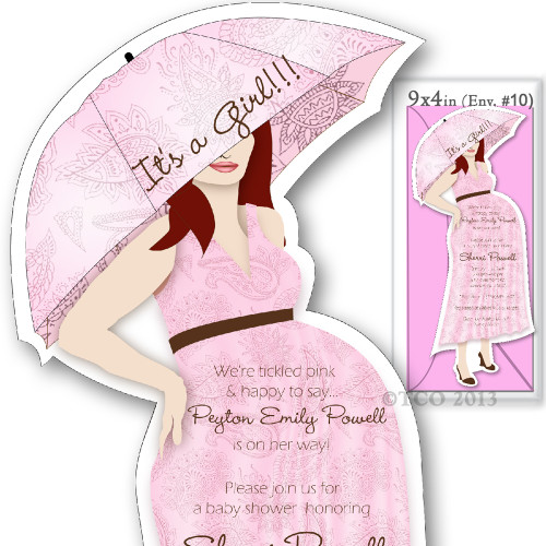 One Baby Shower invitations Mod Mom Paisley Pattern in Pink