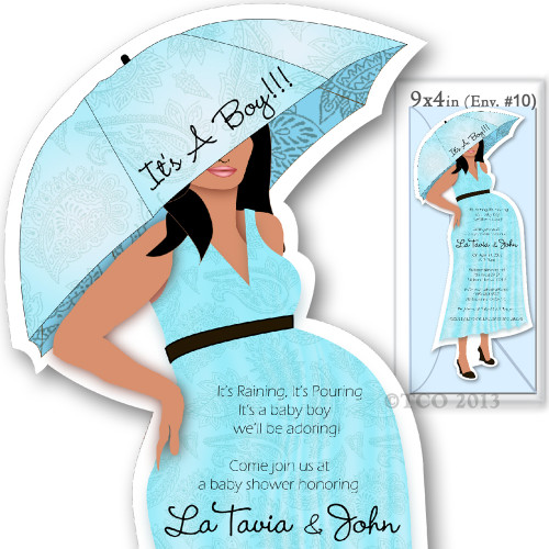 One Baby Shower invitations Mod Mom Paisley Pattern in Baby Blue
