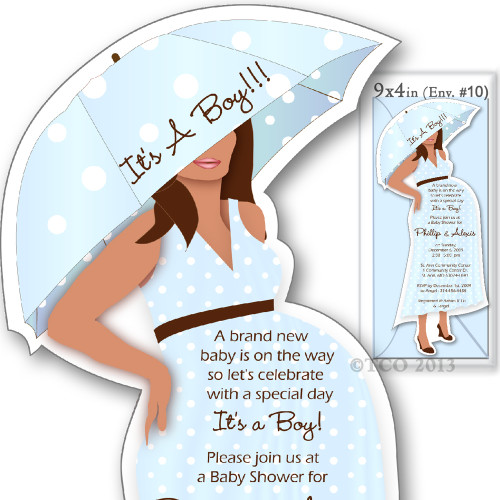 One Baby Shower invitations Mod Mom Poke-A- Dot Pattern in Baby Blue