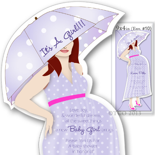 One Baby Shower invitations Mod Mom Poke-A- Dot Pattern in Light Purple (Lavender) (One Light Purple (Lavender) MAILING envelopes included)