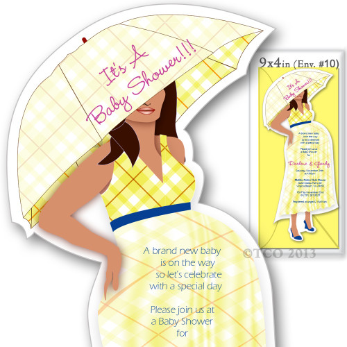 One Baby Shower invitations Mod Mom Checkered Pattern in Yellow