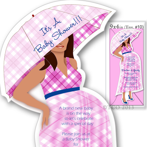 One Baby Shower invitations Mod Mom Checkered Pattern in Pink