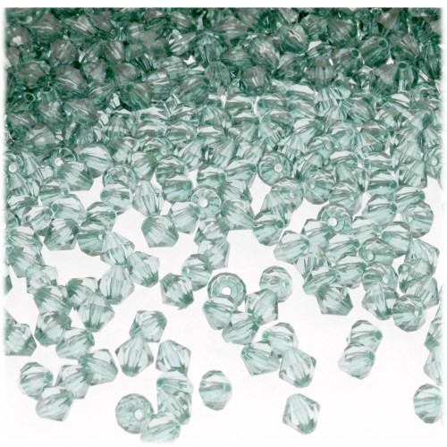 Plastic Bicone Beads, Transparent, 4mm, 200-pc, Light Sea mist