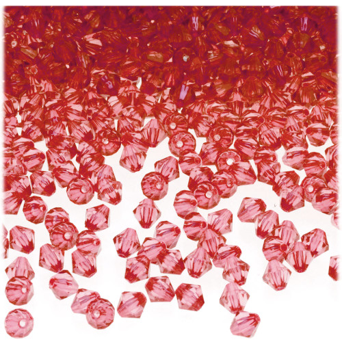 Plastic Bicone Beads, Transparent, 4mm, 200-pc, Salmon