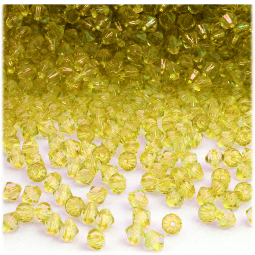 Plastic Bicone Beads, Transparent, 4mm, 1,000-pc, Yellow