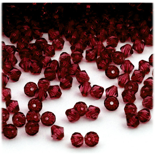 Plastic Bicone Beads, Transparent, 4mm, 1,000-pc, Devil red Wine