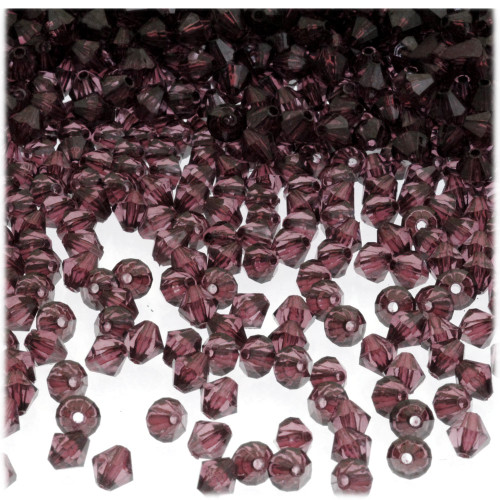 Plastic Bicone Beads, Transparent, 4mm, 1,000-pc, Burgundy