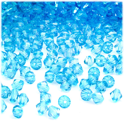 Plastic Bicone Beads, Transparent, 6mm, 1,000-pc, Light Aqua Blue