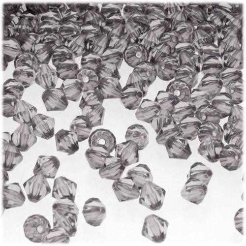 Plastic Bicone Beads, Transparent, 6mm, 200-pc, Light Gray