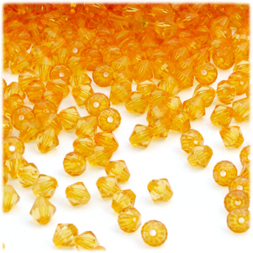 Plastic Bicone Beads, Transparent, 6mm, 200-pc, Sun Yellow