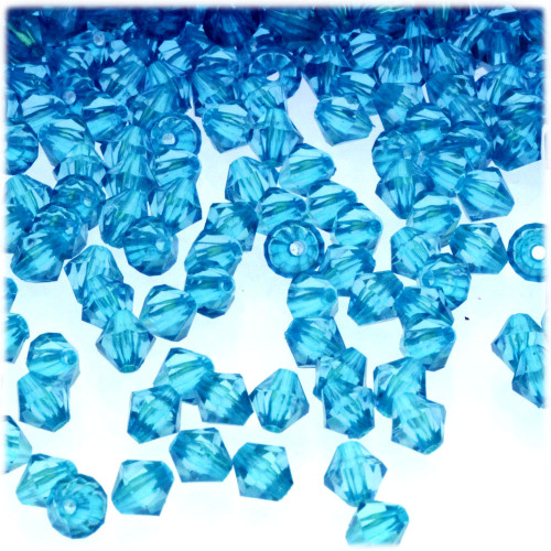Plastic Bicone Beads, Transparent, 6mm, 1,000-pc, Aqua