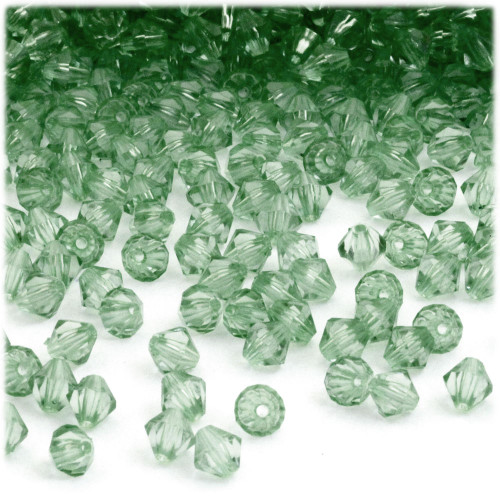 Plastic Bicone Beads, Transparent, 6mm, 1,000-pc, Light Green