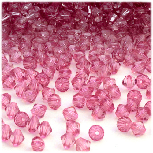 Plastic Bicone Beads, Transparent, 6mm, 1,000-pc, Pink