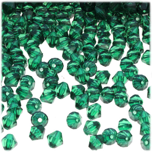 Plastic Bicone Beads, Transparent, 6mm, 1,000-pc, Emerald Green