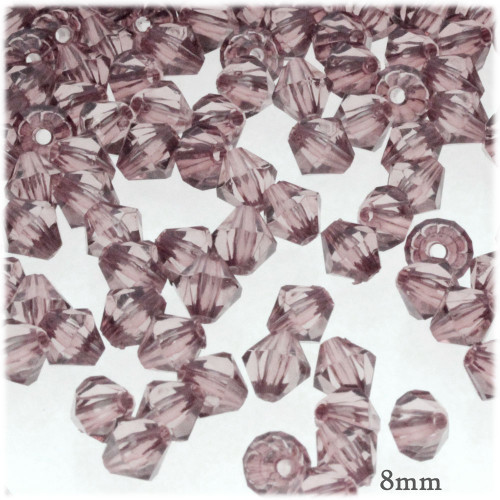 Plastic Bicone Beads, Transparent, 8mm, 200-pc, Light Burgundy