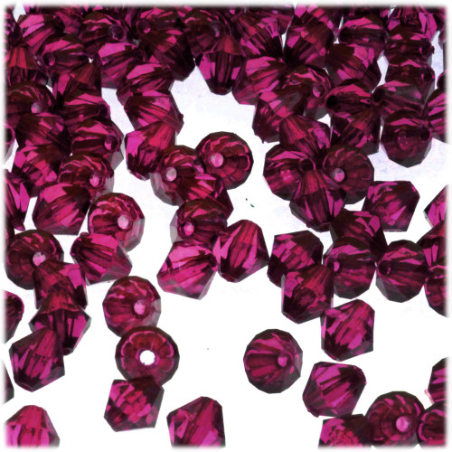 Plastic Bicone Beads, Transparent, 8mm, 1,000-pc, Fuchsia