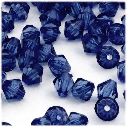 Bicone Beads, Transparent, Faceted, 10mm, 1,000-pc, Royal Blue