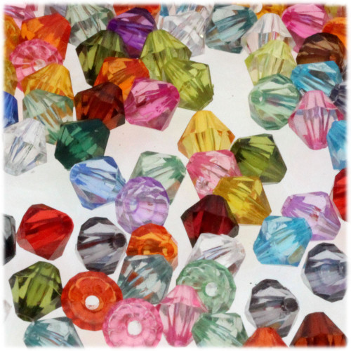 Bicone Beads, Transparent, Faceted, 10mm, 100-pc, Multi