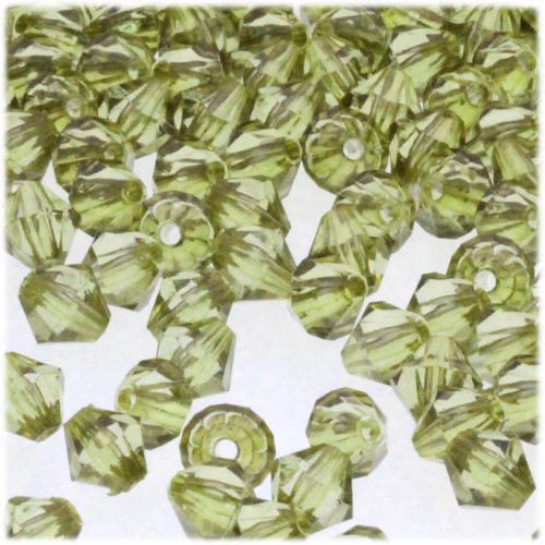 Bicone Beads, Transparent, Faceted, 10mm, 1,000-pc, Light Olive Green