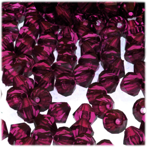 Bicone Beads, Transparent, Faceted, 10mm, 1,000-pc, Fuchsia